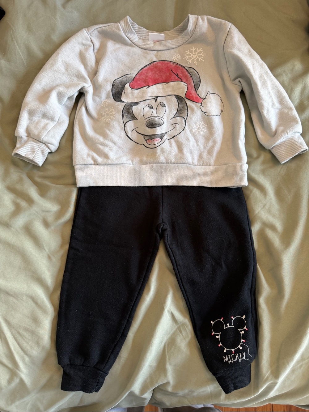Toddler Mickey Mouse Holiday Sweatshirt & Joggers Set - Gray & Black, Size 2T